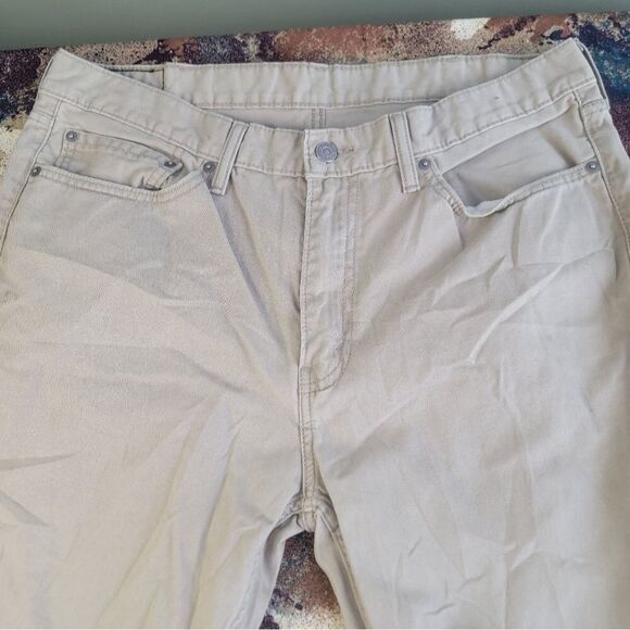 Levi’s 514 Beige Jeans Men Size 38X30 Tan Khaki Straight Black Patch White Tab - Picture 3 of 15